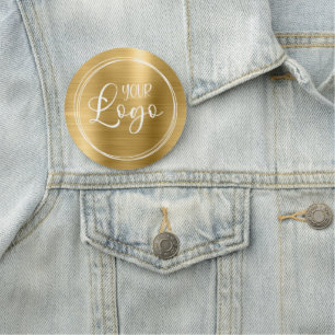 Circular Metallic Gold Logo Name Tag
