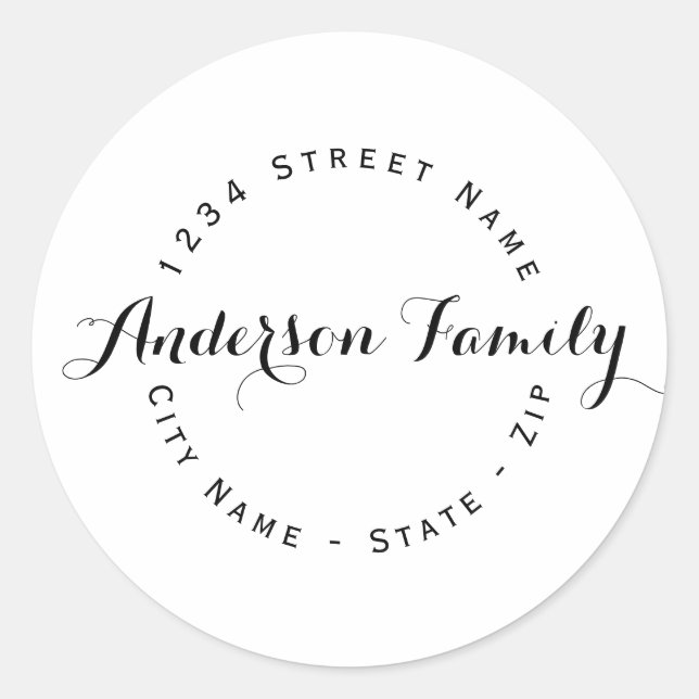 Circular Modern Return Address Label (Front)