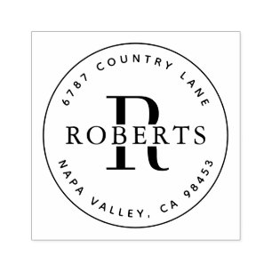 Circular Monogram Family Name Return AddresS Rubbe Rubber Stamp
