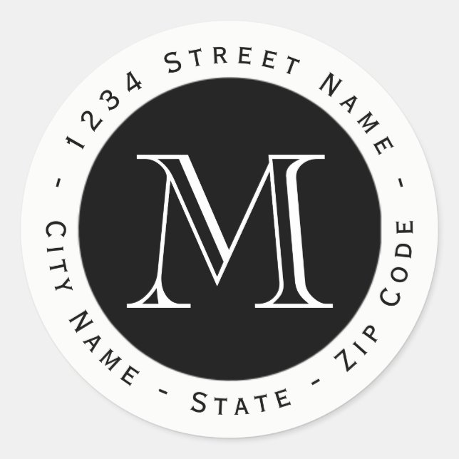 Circular Monogram Return Address Label (Front)