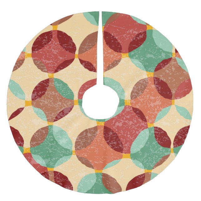 Circular mosaic pattern, geometric illustration. brushed polyester tree skirt (Front)