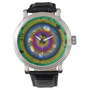 Circular Multicolored Abstract Pattern Watch