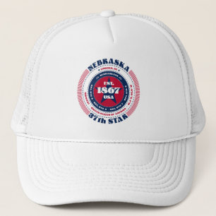 Circular Nebraska State Patriotic Trucker Hat