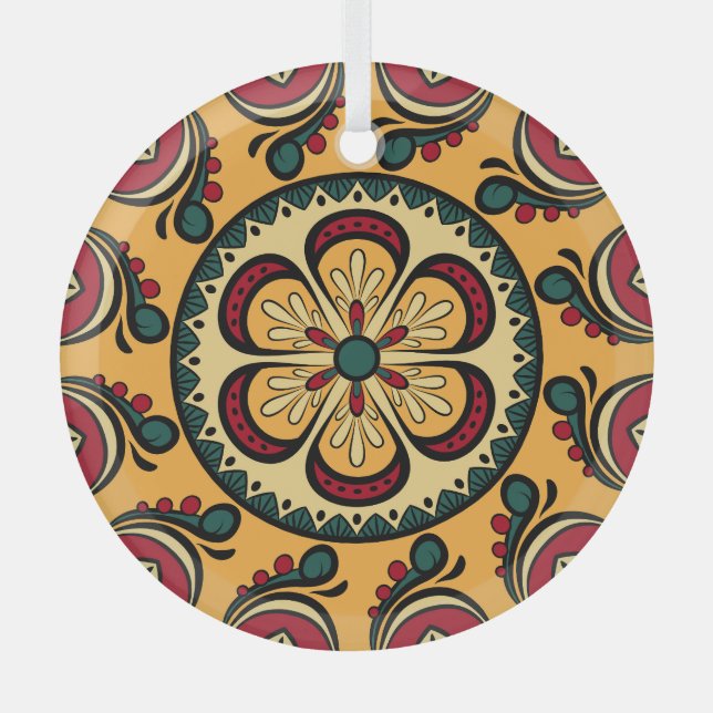 Circular ornaments, colourful seamless pattern. glass tree decoration (Front)
