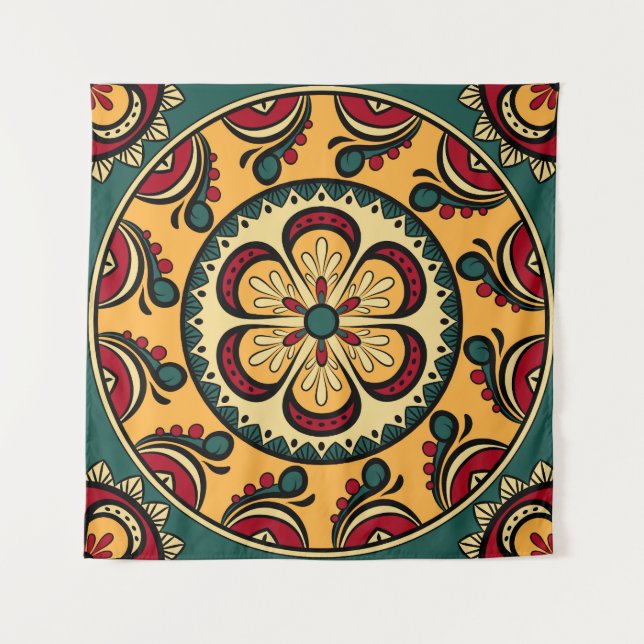 Circular ornaments, colourful seamless pattern. tapestry (Front)