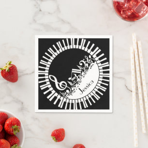 Circular Piano Keys and Jumbled Music Notes Napkin