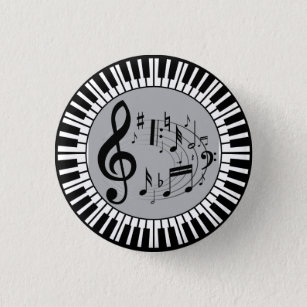 Circular Piano Keys And Music Notes 3 Cm Round Badge