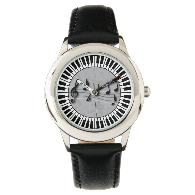 Circular Piano keys with musical notes centre Watch (Front)