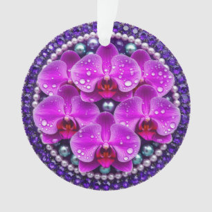 Circular Purple Orchid Floral Arrangement Ornament