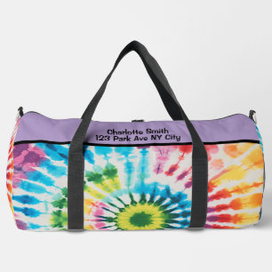 Circular Rainbow Tie Dye monogram personalised Duffle Bag