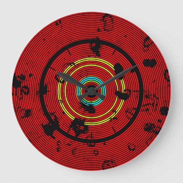 Circular Red Abstract Pattern Large Clock (Front)
