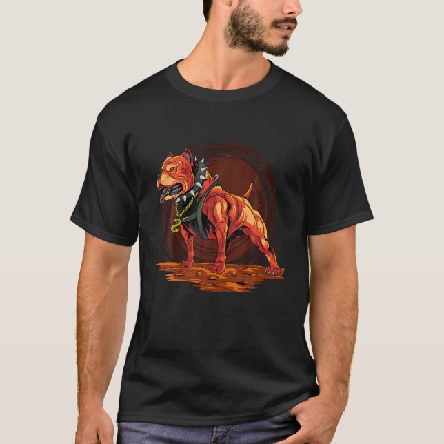 Circular Retro Pitbull Owner Present Dog Lover Pit T-Shirt (Front)