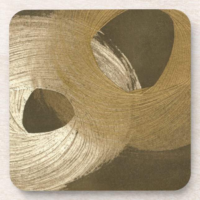 Circular Sandstorm in Tan and Dark Brown Coaster (Front)