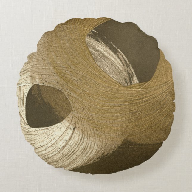 Circular Sandstorm in Tan and Dark Brown Round Cushion (Front)