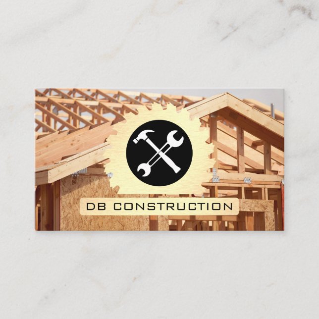 Circular Saw | Hammer Wrench | Construction Build Business Card (Front)