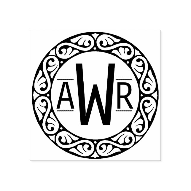 Circular Scrollwork Frame Initials ID431 Rubber Stamp (Imprint)