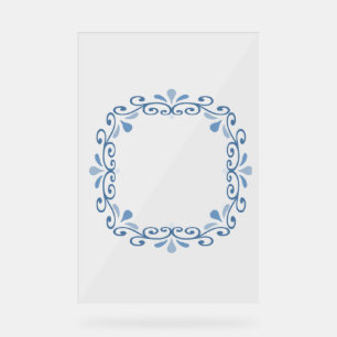 Circular scrollwork wreath frame acrylic sign