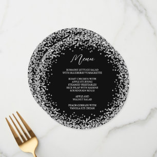 Circular Silver Glitter Black Menu