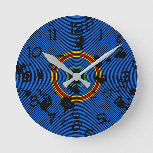Circular Sky Blue Abstract Pattern Round Clock (Front)