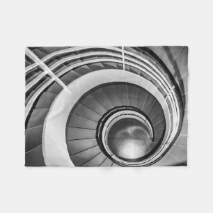 Circular Stairway BW Fleece Blanket