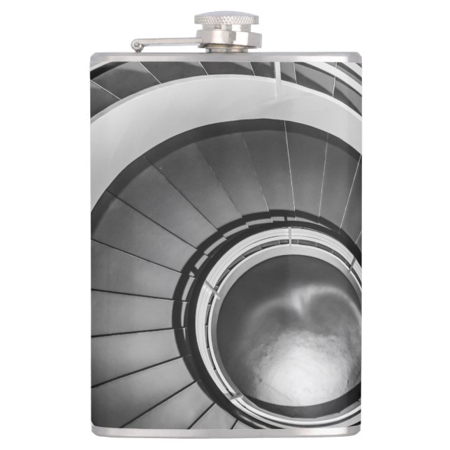 Circular Stairway BW Hip Flask (Front)