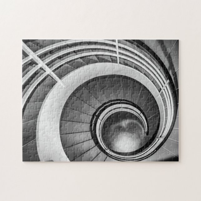 Circular Stairway BW Jigsaw Puzzle (Horizontal)