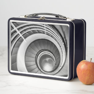 Circular Stairway BW Metal Lunch Box