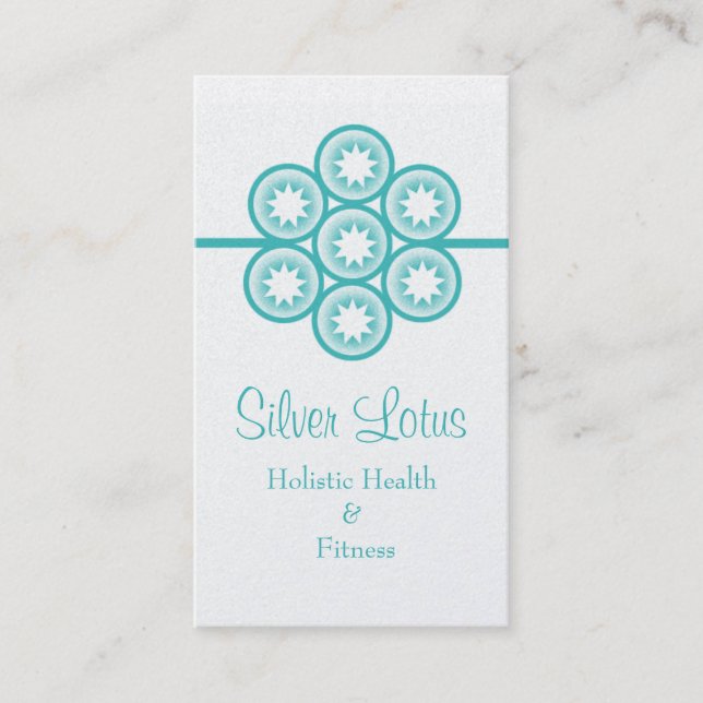 Circular Starburst Business Card, Turquoise Card (Front)
