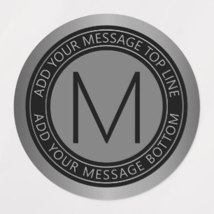 Circular Text & Monogram Dark Faux Silver Grey