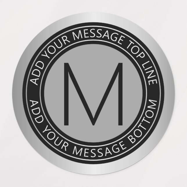 Circular Text & Monogram | Faux Silver Grey (Design 1)