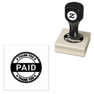 Circular Thank You Paid Bold Jet Black Ink Smooth Rubber Stamp