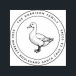 Circular Vintage Duck Family Name Return Address Self-inking Stamp<br><div class="desc">Personalise your outgoing mail with this elegant family address stamp featuring a hand-drawn duck illustration. The circular layout showcases your family name and address in a clean, modern font, making it a stylish choice for everyday correspondence, holiday cards, or home office branding. A perfect blend of rustic charm and professionalism....</div>