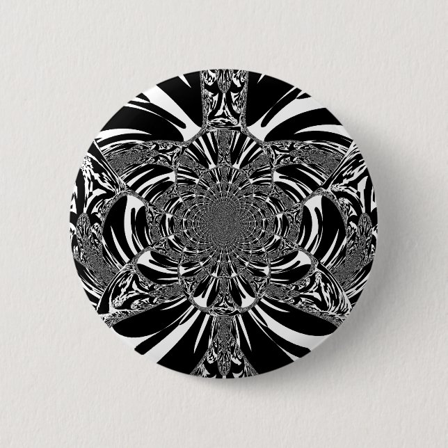 Circular Zebra Kaleidoscope Art Print 6 Cm Round Badge (Front)