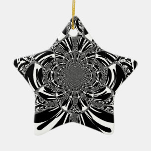 Circular Zebra Kaleidoscope Art Print Ceramic Tree Decoration