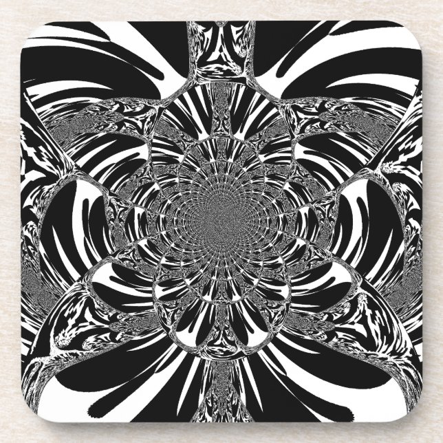 Circular Zebra Kaleidoscope Art Print Coaster (Front)