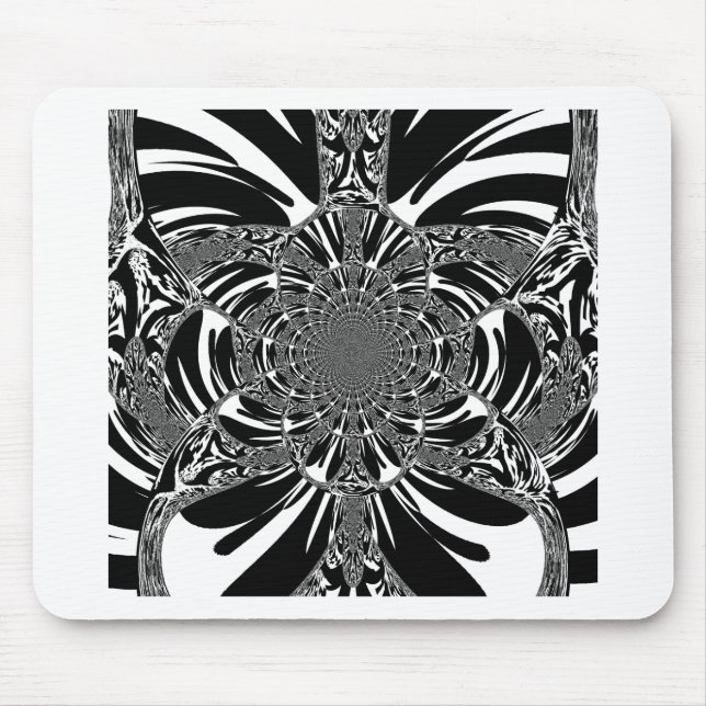 Circular Zebra Kaleidoscope Art Print Mouse Pad (Front)