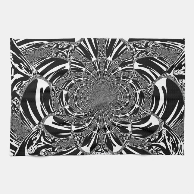 Circular Zebra Kaleidoscope Art Print Tea Towel (Horizontal)