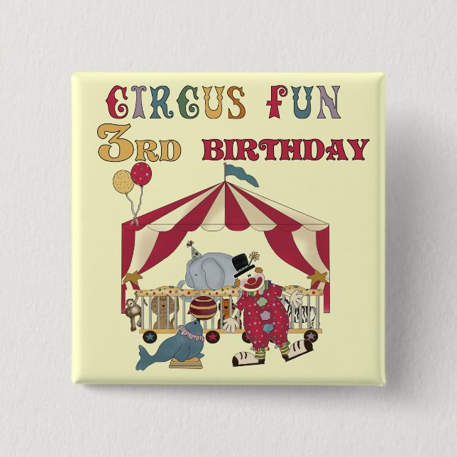 Circus 3rd Birthday Tshirts and Gifts 15 Cm Square Badge (Front)