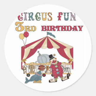 Circus 3rd Birthday Tshirts and Gifts Classic Round Sticker