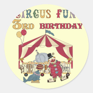 Circus 3rd Birthday Tshirts and Gifts Classic Round Sticker