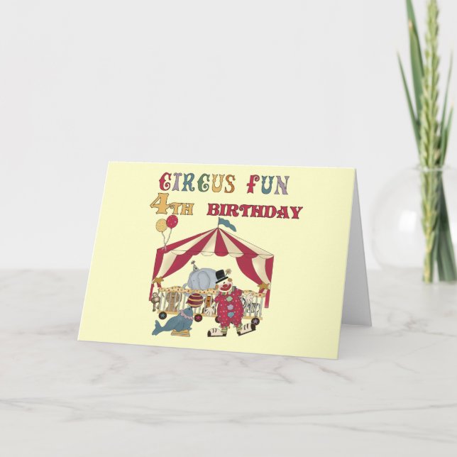 Circus 4th Birthday Tshirts and Gifts Card (Front)