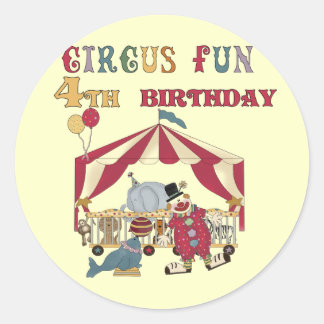 Circus 4th Birthday Tshirts and Gifts Classic Round Sticker