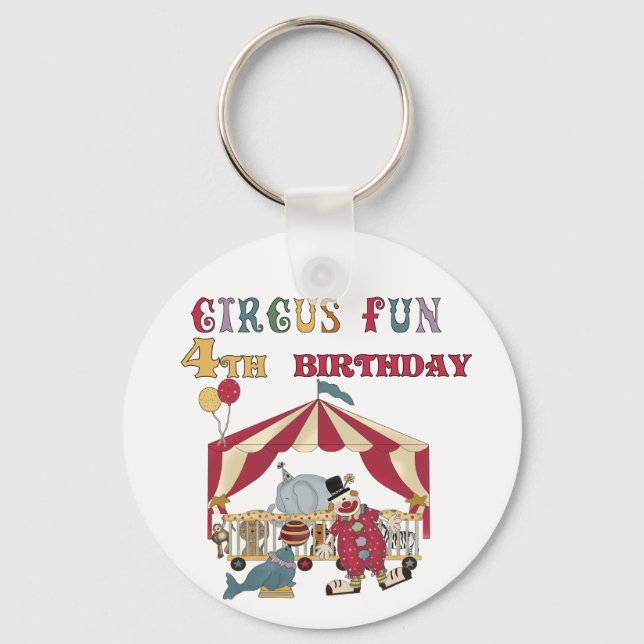 Circus 4th Birthday Tshirts and Gifts Key Ring (Front)