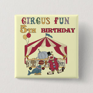 Circus 5th Birthday tshirts and Gifts 15 Cm Square Badge