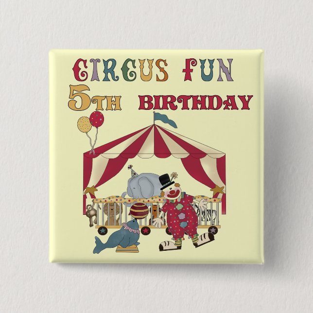 Circus 5th Birthday tshirts and Gifts 15 Cm Square Badge (Front)