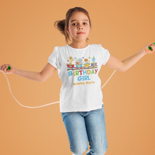 Circus Animal Train Cute Custom Birthday Girl T-Shirt (Creator Uploaded)