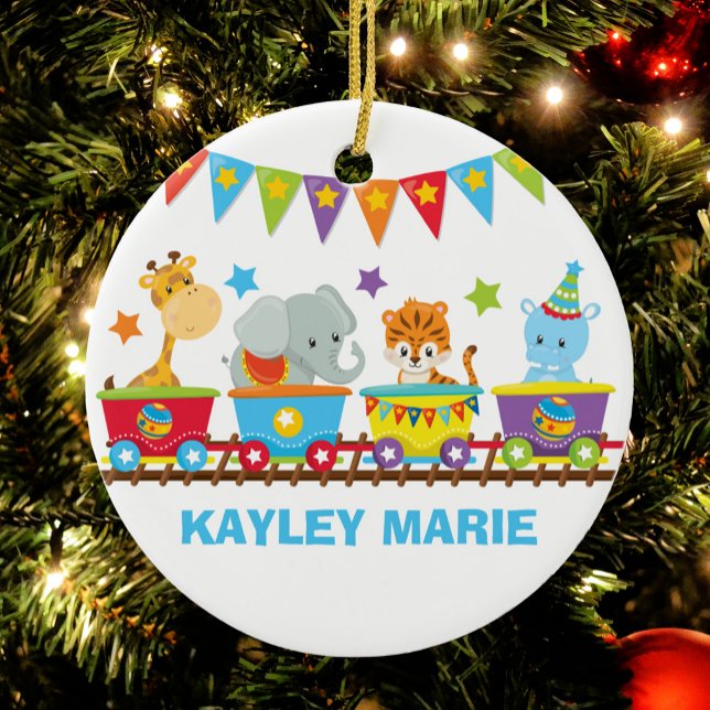 Circus Animal Train Cute Kids Custom Ceramic Tree Decoration (Creator Uploaded)
