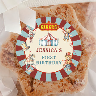 Circus Animals Carnival Birthday Party Classic Round Sticker