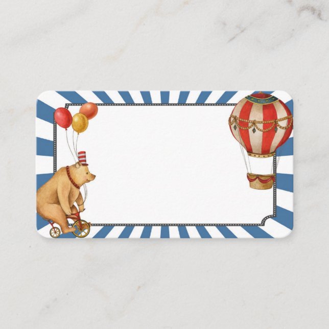 circus animals carnival place cards for buffet (Front)