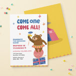Circus Animals Dancing Bear Kids Birthday Invites<br><div class="desc">Come One,  Come All to the greatest show on Earth,  your girl's or boy's birthday party! These adorable circus theme birthday party invitations featuring a dancing bear is so fun and charming and a wonderful way to celebrate your toddler's birthday. Cute circus tent illustration on back.</div>